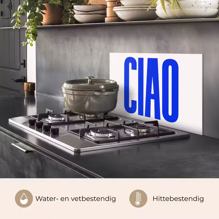 Ciao - Hoofdletters - Blauw - Minimalistisch keuken achterwand spatscherm klein -usp_NL
