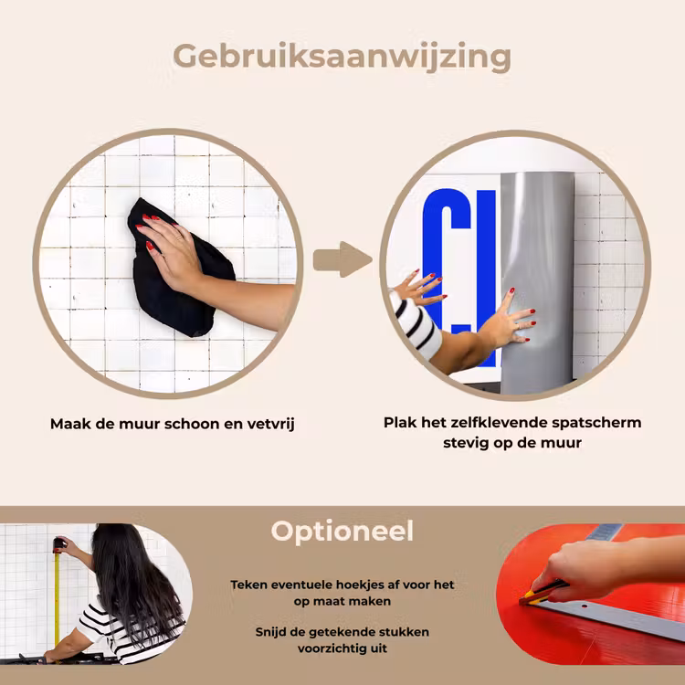 Ciao - Hoofdletters - Blauw - Minimalistisch keuken achterwand spatscherm klein -gebruiksaanwijzing_NL