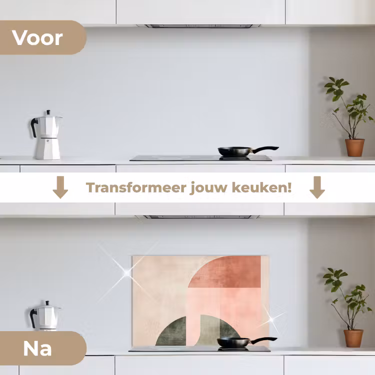 Cirkel - Abstract - Roze keuken achterwand spatscherm klein -voor_na_NL