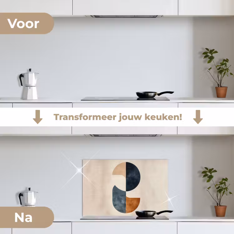 Cirkels - Abstract - Kleurrijk keuken achterwand spatscherm klein -voor_na_NL