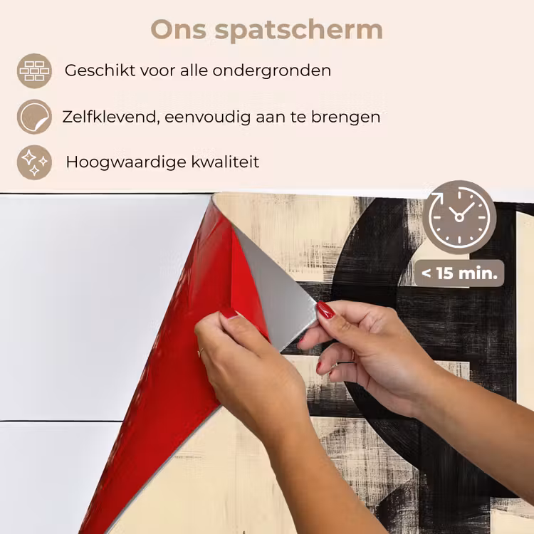 Cirkels - Balken - Zwart - Abstract keuken achterwand spatscherm klein -spatscherm_NL