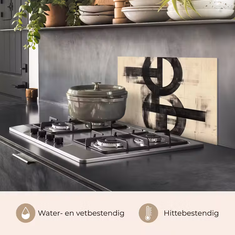 Cirkels - Balken - Zwart - Abstract keuken achterwand spatscherm klein -usp_NL