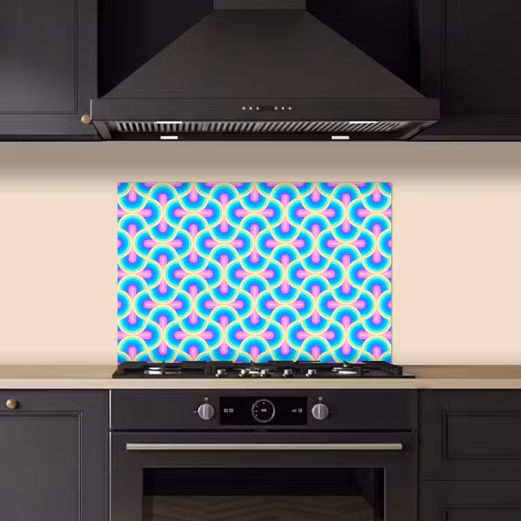Cirkels - Neon - Bogen keuken achterwand spatscherm klein 900 -sfeer1