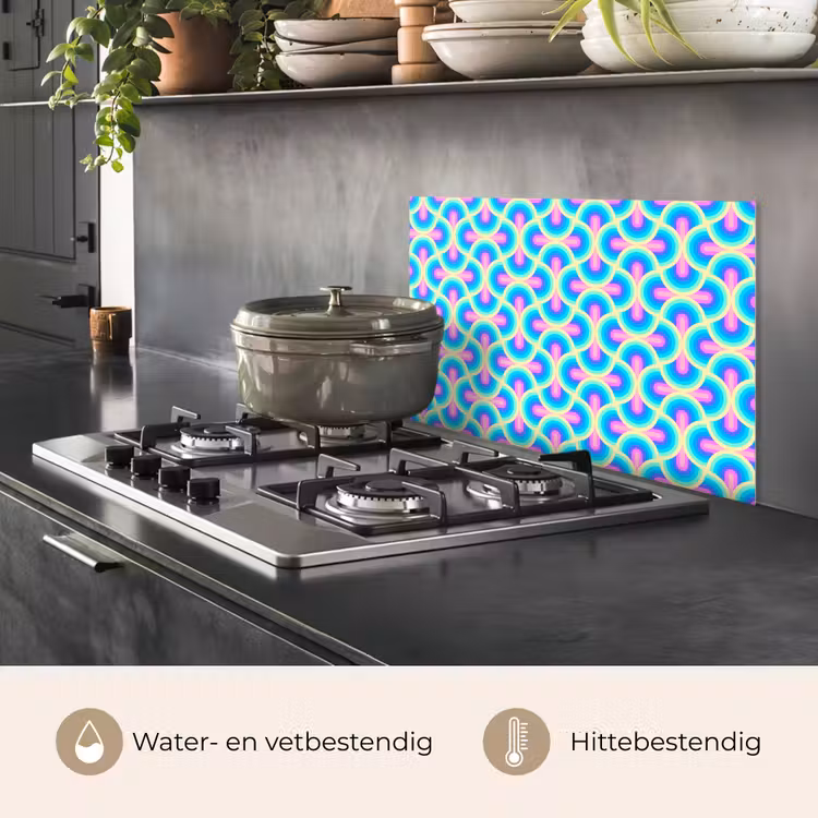 Cirkels - Neon - Bogen keuken achterwand spatscherm klein 900 -usp_NL