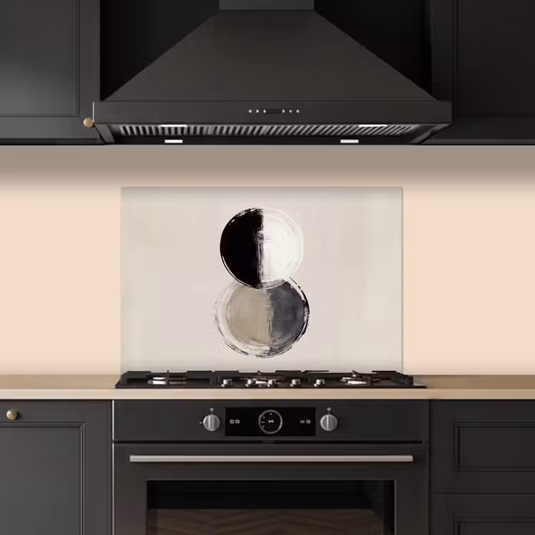 Cirkels - Strepen - Minimalistisch - Zwart keuken achterwand spatscherm klein -sfeer1