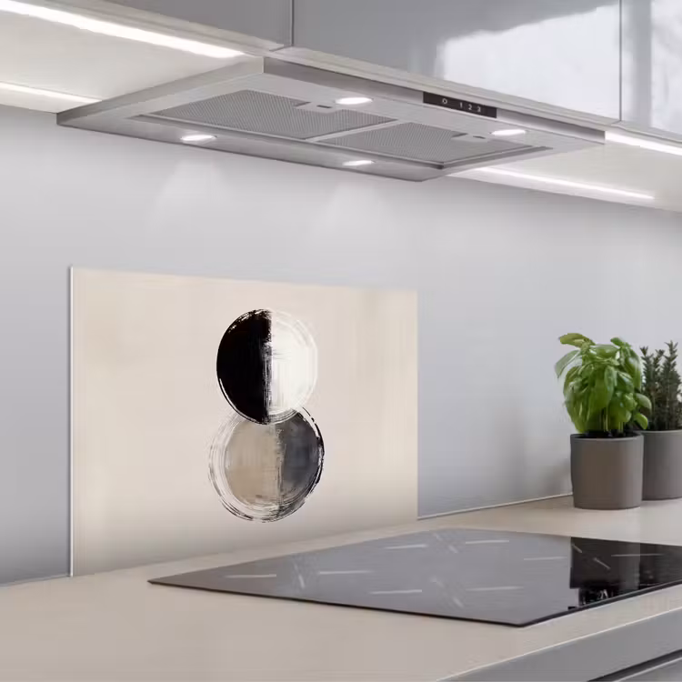 Cirkels - Strepen - Minimalistisch - Zwart keuken achterwand spatscherm klein -3d_schuin