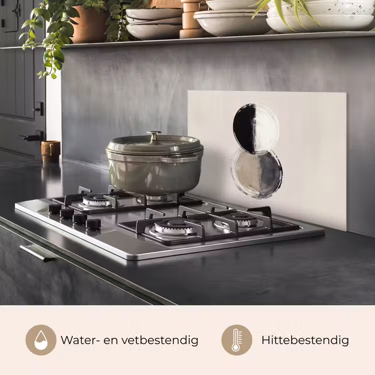 Cirkels - Strepen - Minimalistisch - Zwart keuken achterwand spatscherm klein -usp_NL