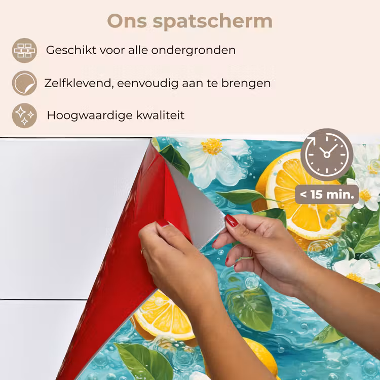 Citroen - Bloemen - Bruisend - Water keuken achterwand spatscherm klein 900 -spatscherm_NL
