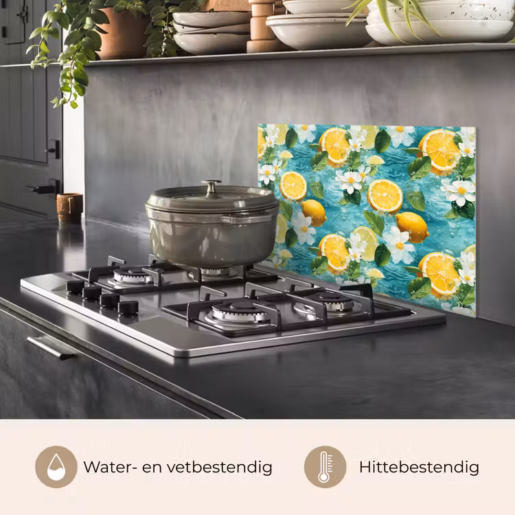 Citroen - Bloemen - Bruisend - Water keuken achterwand spatscherm klein 900 -usp_NL