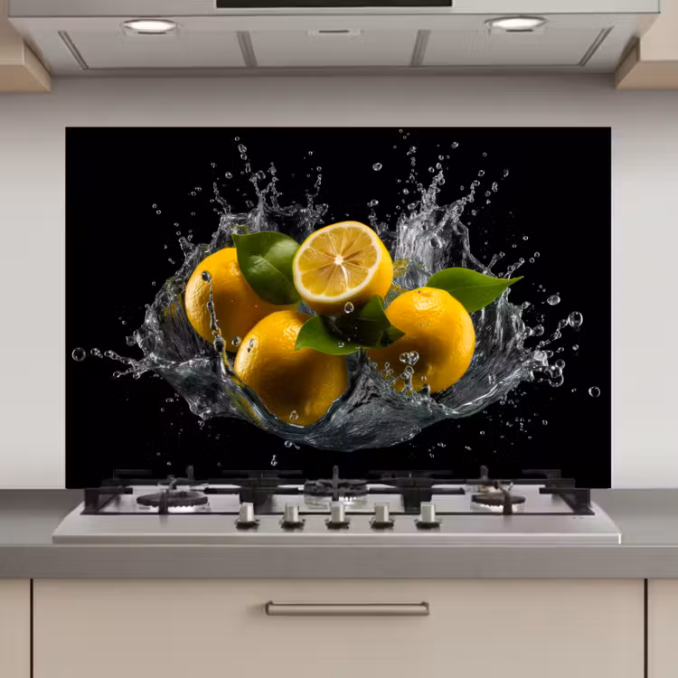 Citroen - Fruit - Geel - Zwart keuken achterwand spatscherm klein -3d_website