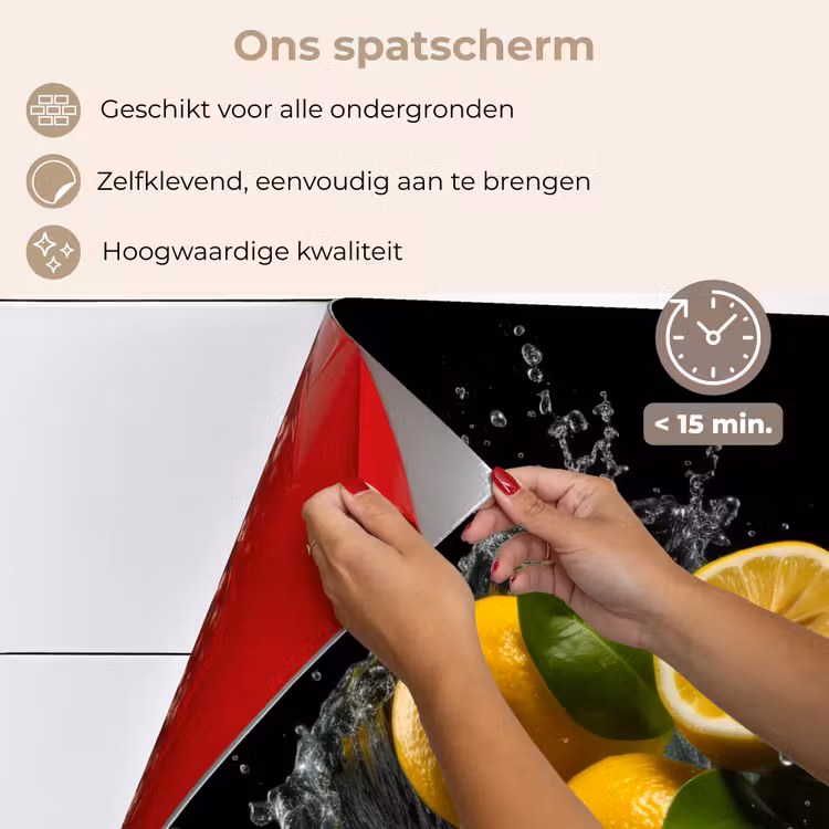 Citroen - Fruit - Geel - Zwart keuken achterwand spatscherm klein -spatscherm_NL