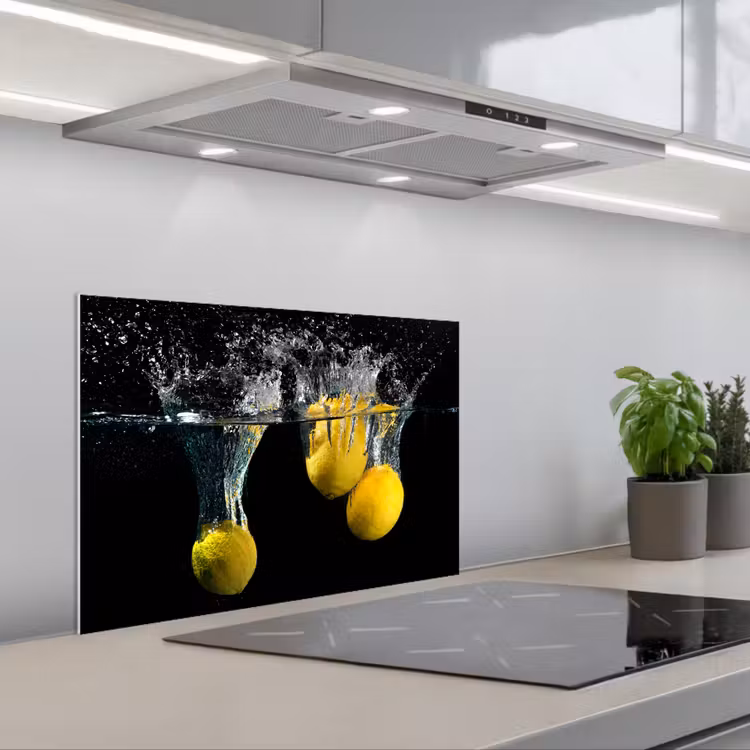 Citroen - Fruit - Stilleven - Water - Geel keuken achterwand spatscherm klein -3d_schuin