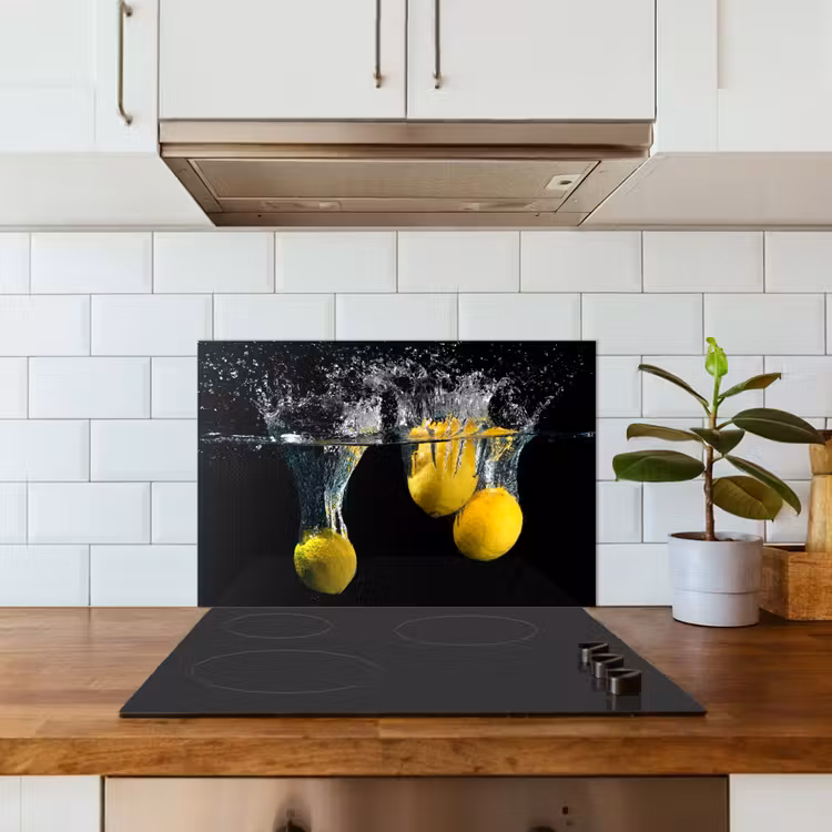 Citroen - Fruit - Stilleven - Water - Geel keuken achterwand spatscherm klein -sfeer2