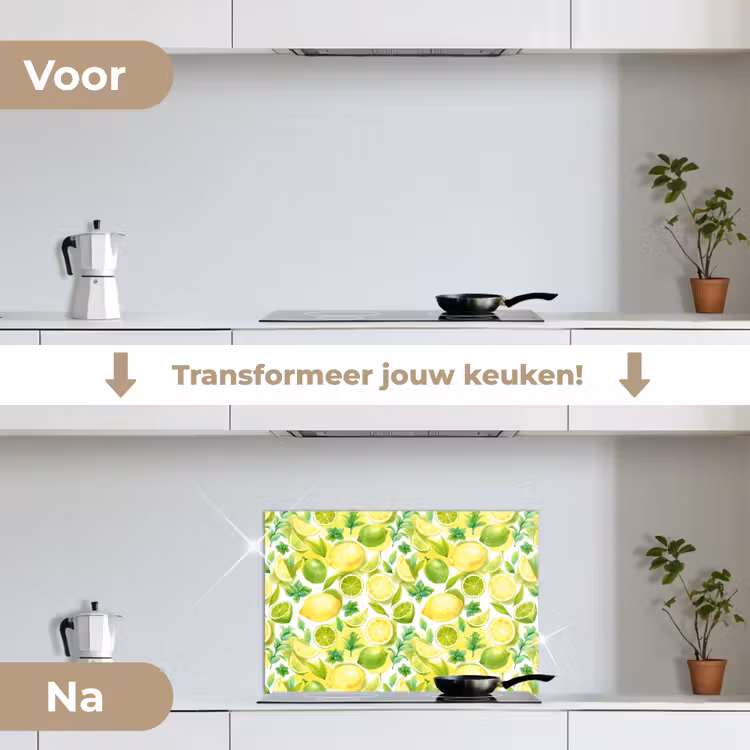Citroen - Geel - Limoen - Groen keuken achterwand spatscherm klein 900 -voor_na_NL