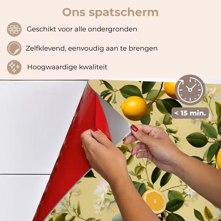 Citroen - Groen - Bloesem keuken achterwand spatscherm klein 900 -spatscherm_NL