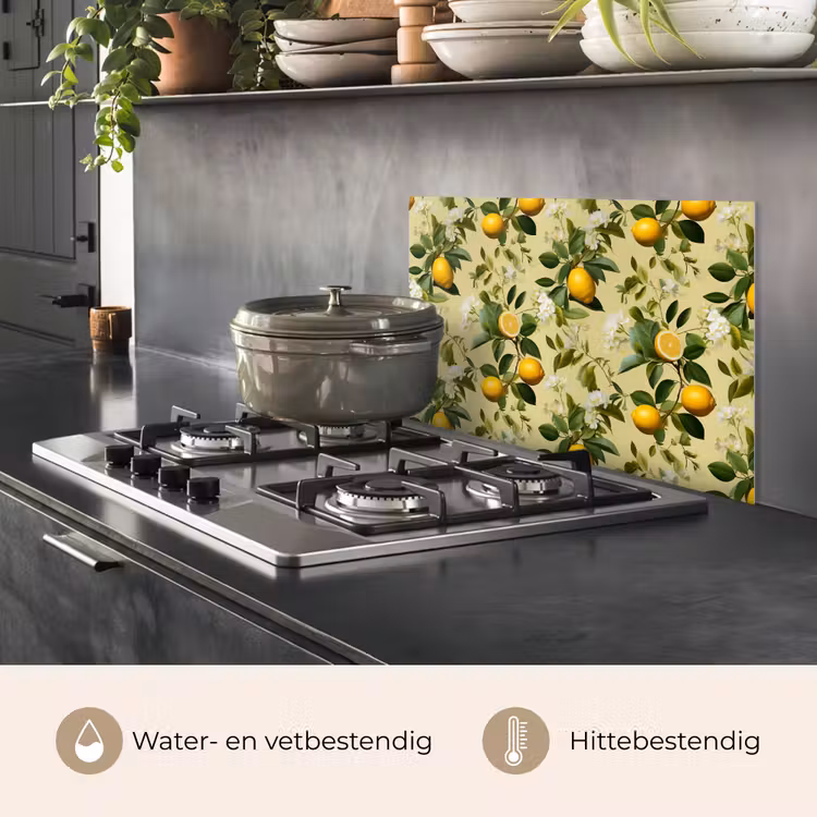 Citroen - Groen - Bloesem keuken achterwand spatscherm klein 900 -usp_NL