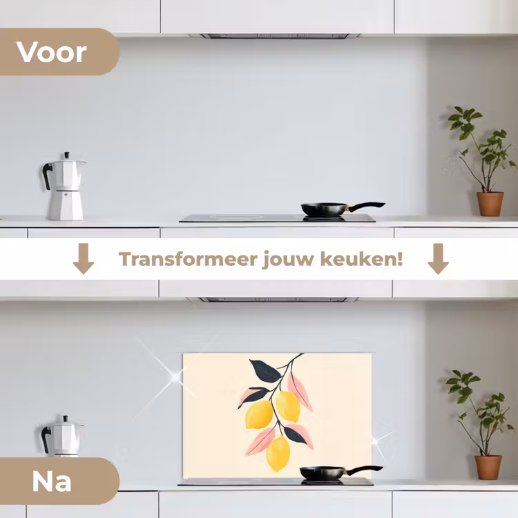 Citroenen - Felgeel - Tak - Bladeren keuken achterwand spatscherm klein -voor_na_NL