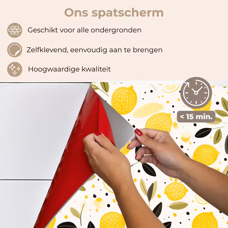 Citroenen - Geel - Wit - Stippen keuken achterwand spatscherm klein 900 -spatscherm_NL