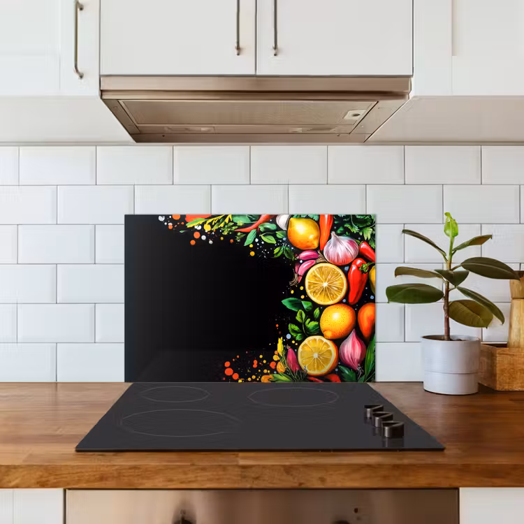 Citroenen - Peper - Kruiden - Graffiti - Verf - Abstract keuken achterwand spatscherm klein -sfeer2