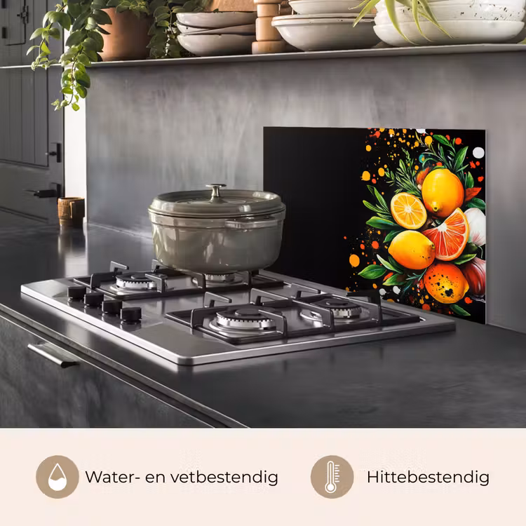 Citroenen - Zwart - Kruiden - Graffiti - Verf keuken achterwand spatscherm klein -usp_NL