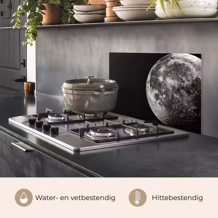 Close-up - Maan - Wit - Textuur keuken achterwand spatscherm klein -usp_NL