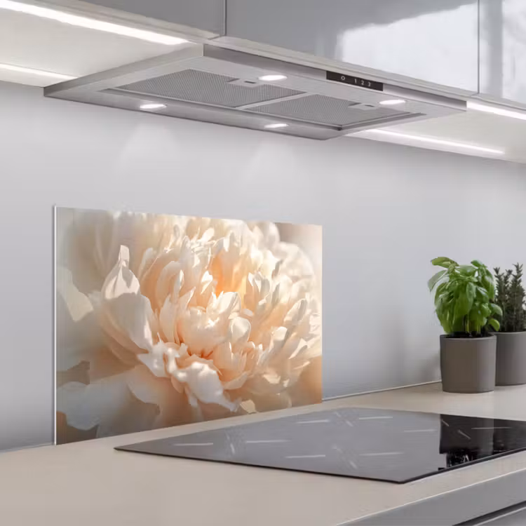 Close up - Pioenroos - Lichtroze keuken achterwand spatscherm klein -3d_schuin