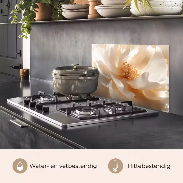 Close up - Pioenroos - Wit keuken achterwand spatscherm klein -usp_NL