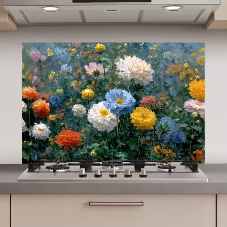 Close-up - Veld - Bloemen - Kleurrijk keuken achterwand spatscherm klein -3d_website