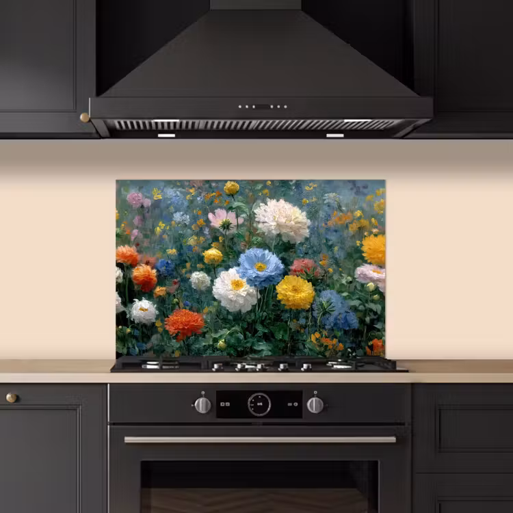 Close-up - Veld - Bloemen - Kleurrijk keuken achterwand spatscherm klein -sfeer1