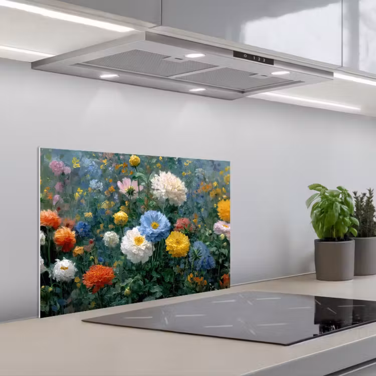 Close-up - Veld - Bloemen - Kleurrijk keuken achterwand spatscherm klein -3d_schuin
