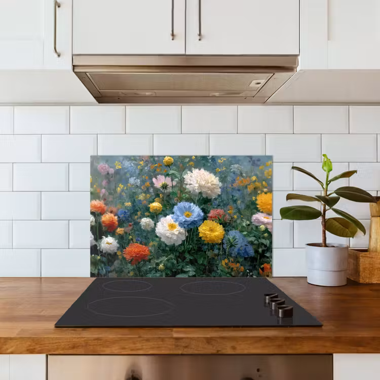 Close-up - Veld - Bloemen - Kleurrijk keuken achterwand spatscherm klein -sfeer2