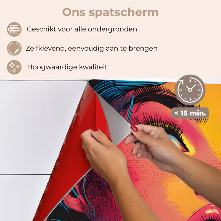 Close-up - Vrouwengezicht - Stippen - Geel keuken achterwand spatscherm klein -spatscherm_NL