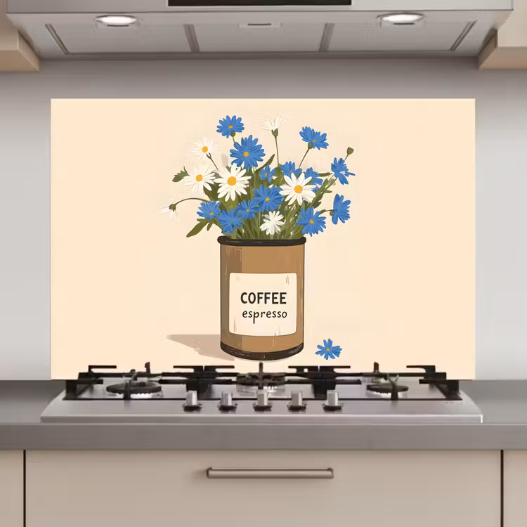 Coffee - Blik - Minimalistisch - Bloemen keuken achterwand spatscherm klein -3d_website