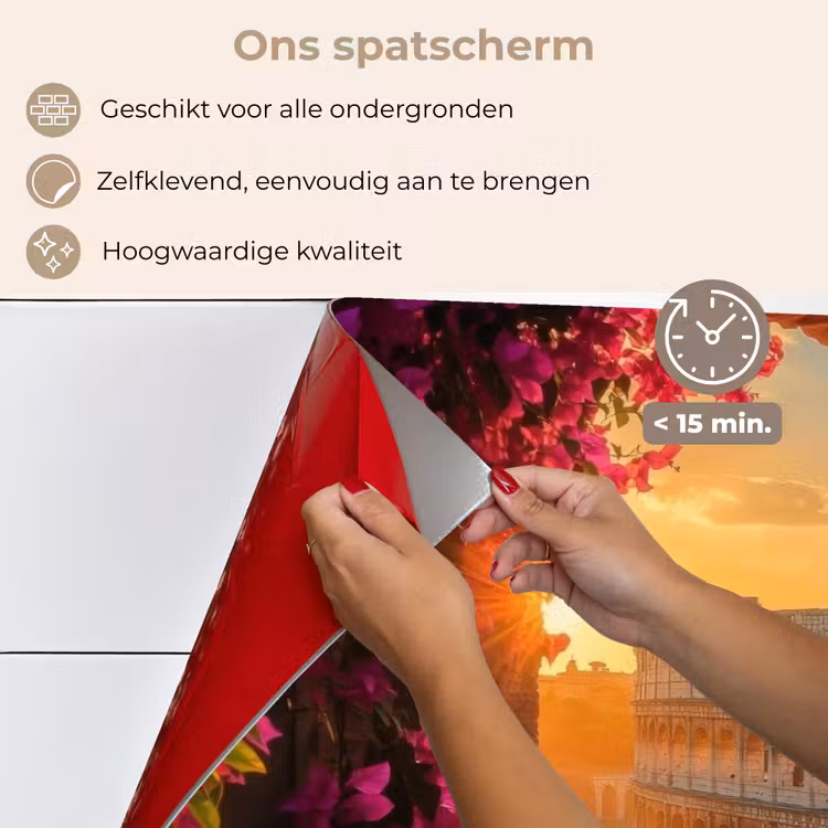 Colosseum - Rome - Roze Bloemen keuken achterwand spatscherm klein -spatscherm_NL