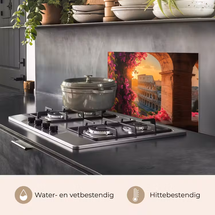 Colosseum - Rome - Roze Bloemen keuken achterwand spatscherm klein -usp_NL