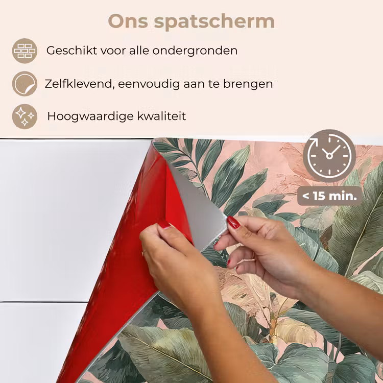 Compositie van bladeren - Groen - Roze keuken achterwand spatscherm klein -spatscherm_NL