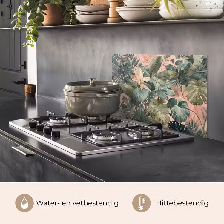 Compositie van bladeren - Groen - Roze keuken achterwand spatscherm klein -usp_NL