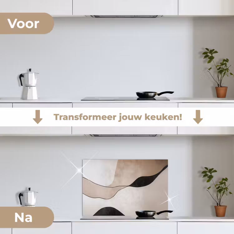 Contourlijnen - Abstracte landschap keuken achterwand spatscherm klein -voor_na_NL