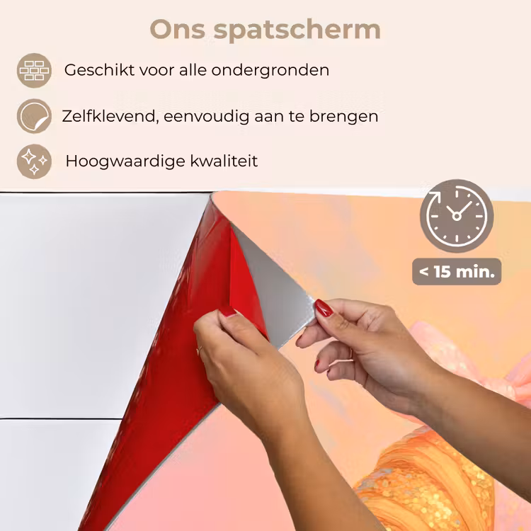 Croissant - Strik - Roze keuken achterwand spatscherm klein -spatscherm_NL