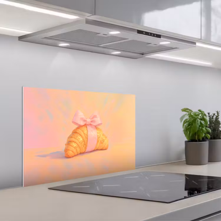 Croissant - Strik - Roze keuken achterwand spatscherm klein -3d_schuin