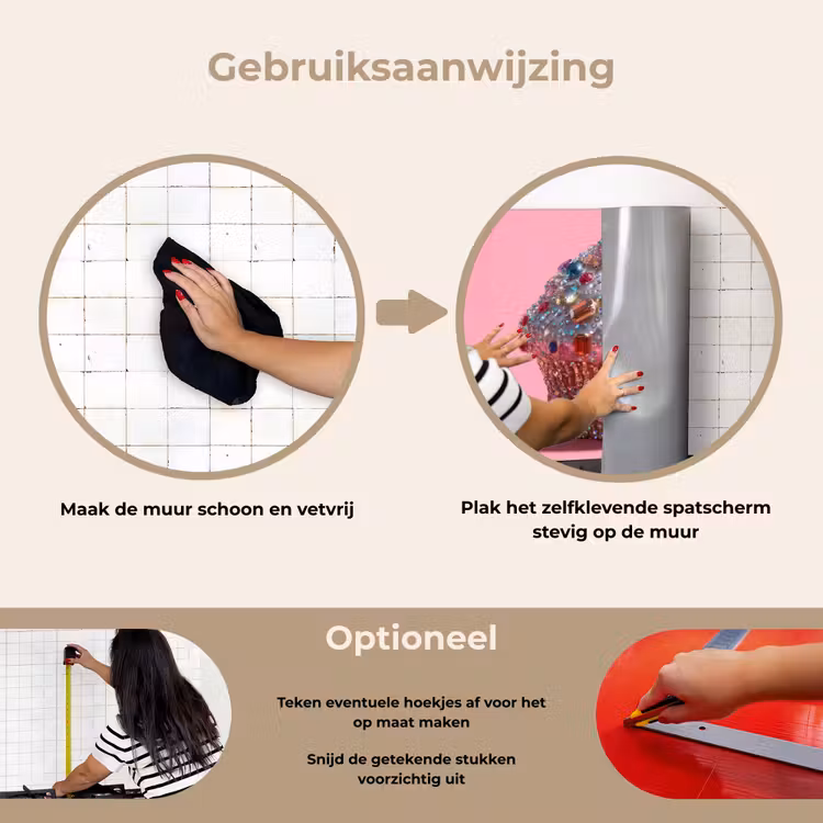 Cupcake - Kleurrijk - Edelstenen keuken achterwand spatscherm klein -gebruiksaanwijzing_NL