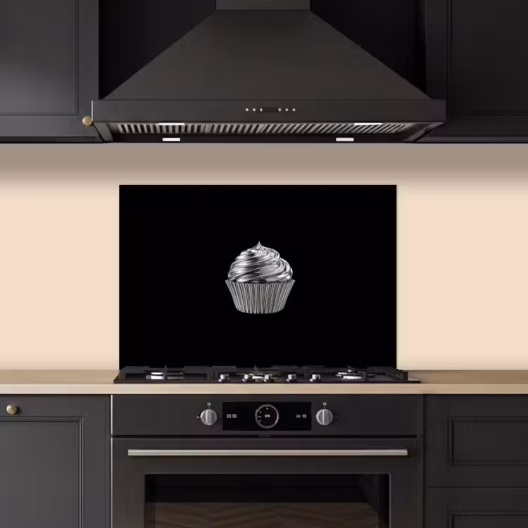 Cupcake - Luxueus - Zilver keuken achterwand spatscherm klein -sfeer1