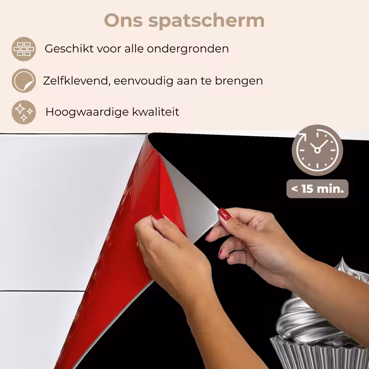 Cupcake - Luxueus - Zilver keuken achterwand spatscherm klein -spatscherm_NL