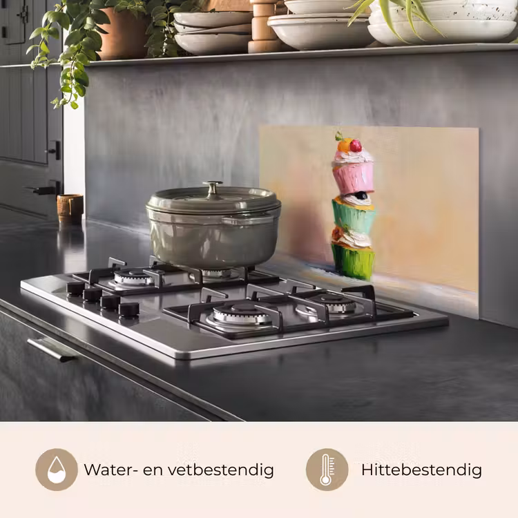 Cupcakes - Gestapeld - Kleurrijk - Fruit keuken achterwand spatscherm klein -usp_NL