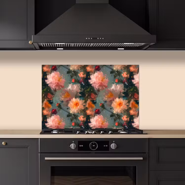 Dahlia - Bloemen - Patroon keuken achterwand spatscherm klein 900 -sfeer1