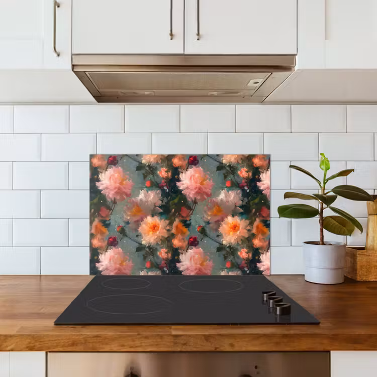 Dahlia - Bloemen - Patroon keuken achterwand spatscherm klein 900 -sfeer2