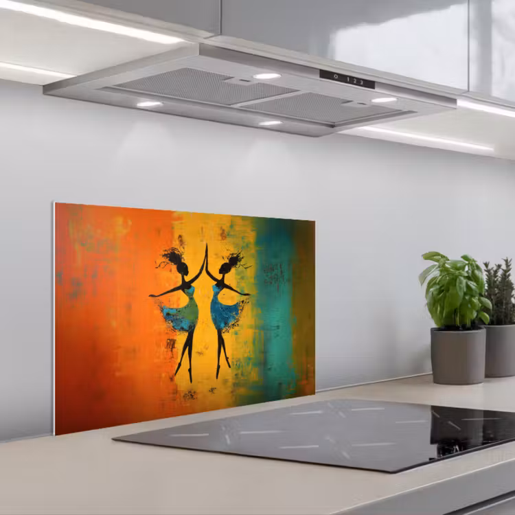 Dansen - Vrouwen - Verfstructuur keuken achterwand spatscherm klein -3d_schuin