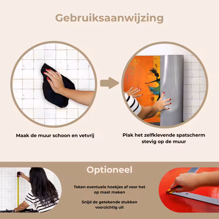 Dansen - Vrouwen - Verfstructuur keuken achterwand spatscherm klein -gebruiksaanwijzing_NL