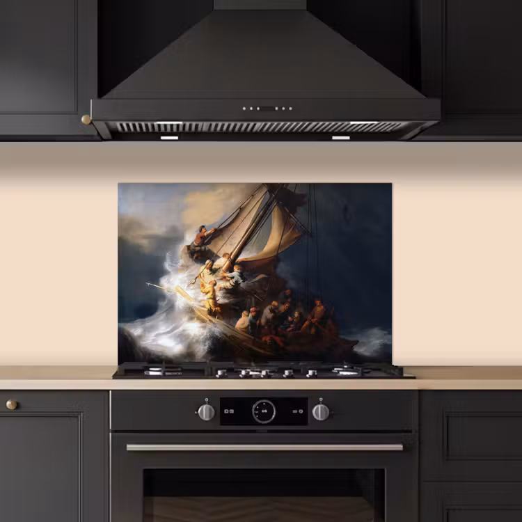 De storm op het meer van Galilea - Rembrandt van Rijn keuken achterwand spatscherm klein -sfeer1