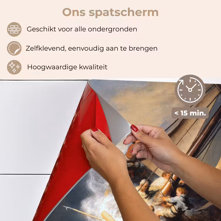 De storm op het meer van Galilea - Rembrandt van Rijn keuken achterwand spatscherm klein -spatscherm_NL
